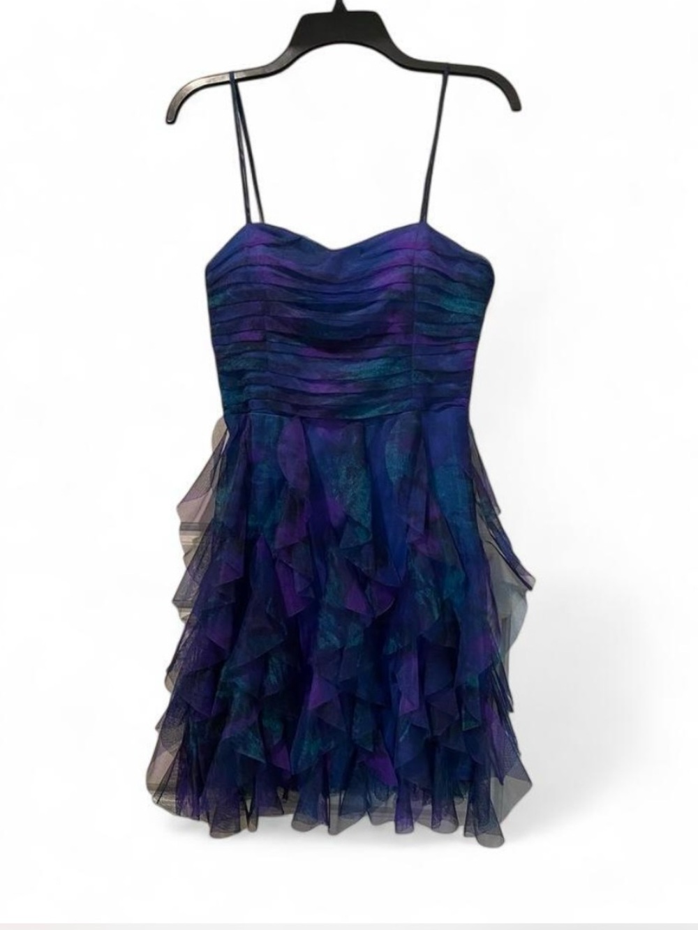 Organdy Blue Satin-Look Slip Dress